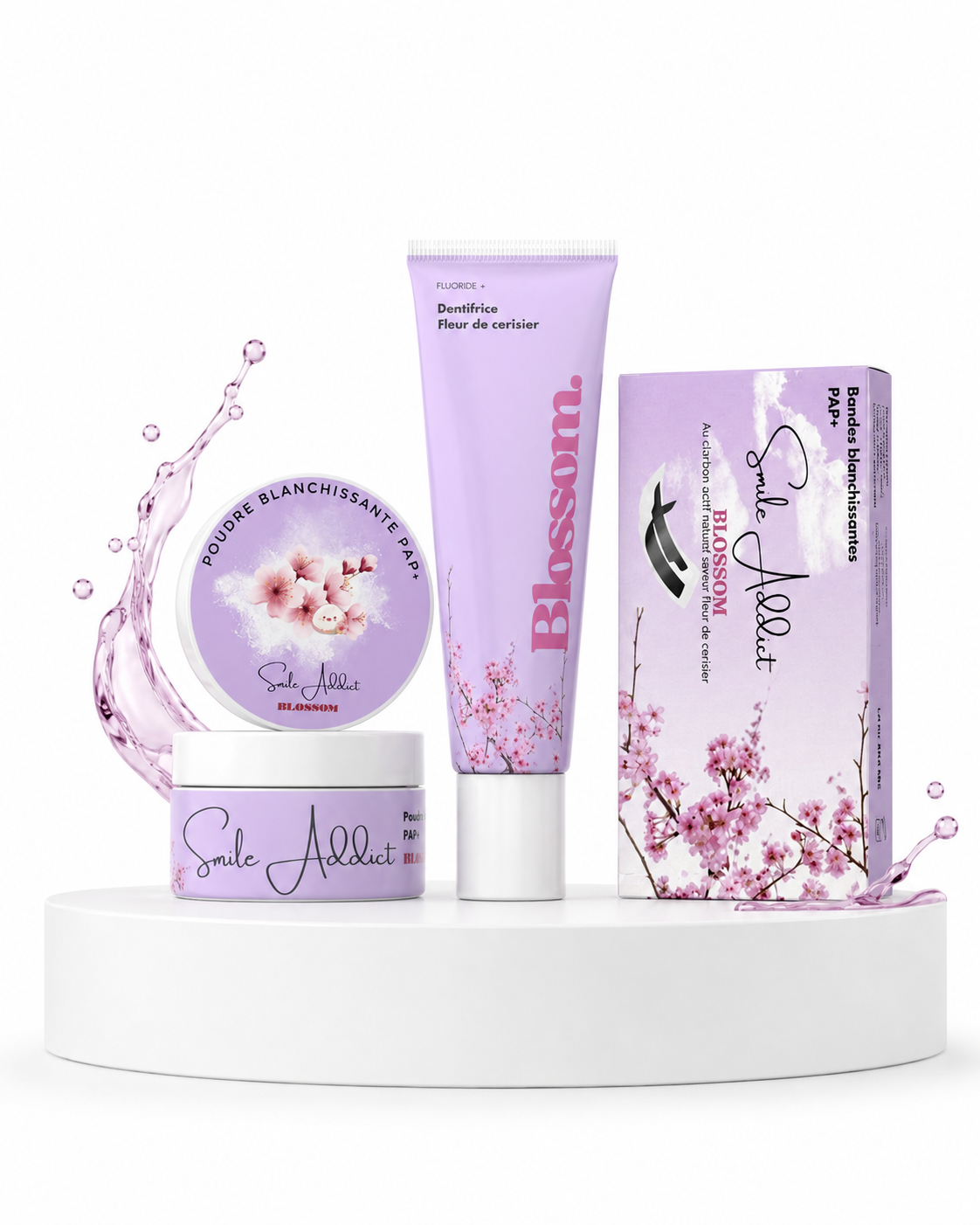 Pack Xtreme Blancheur Blossom – Bandes PAP+ & Charbon, Poudre & Dentifrice | Smile Addict