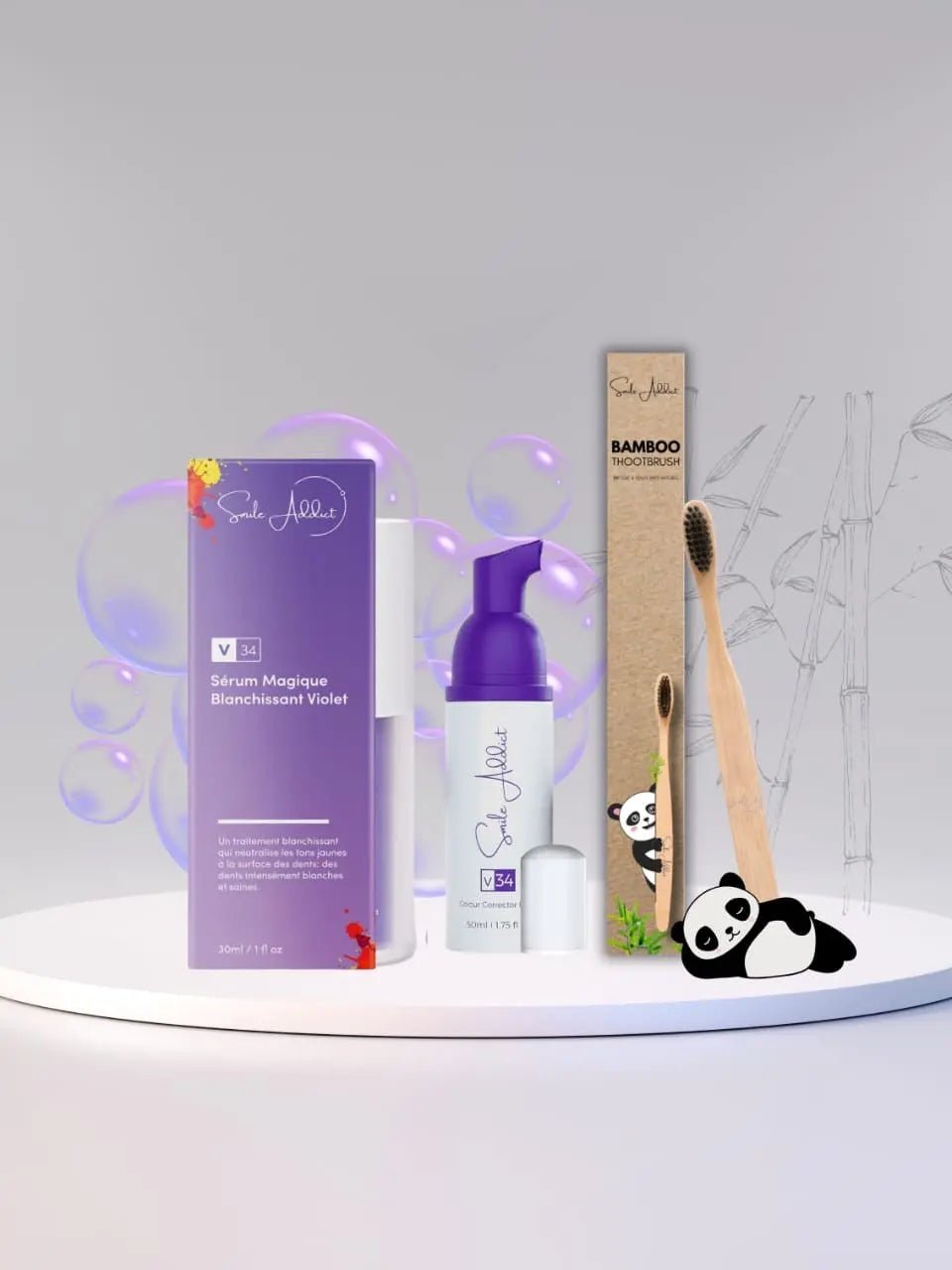 Pack ÉCLAT EXPRESS – Sérum V34 + Mousse Correctrice + Brosse | Smile Addict - Smile Addict